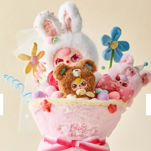 Valentines Day Baby 3 Flower Bouquet VinylCollector Plush LIMITED EDITION